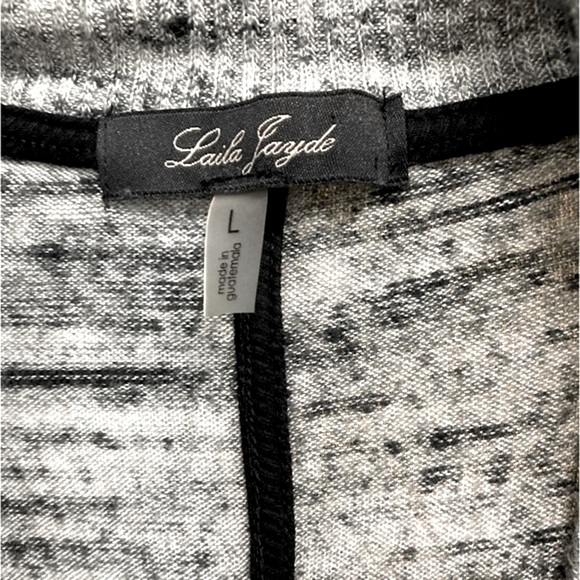 Laila Jayde Tonia Grey Marled Ribbed Side Slit Duster Cardigan size Large - Picture 4 of 5